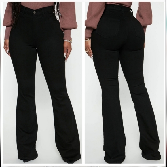 Fashion Nova Denim - NWT Fashion‎ Nova Deep Super High Waist  Black Flare Jean LONG size 14